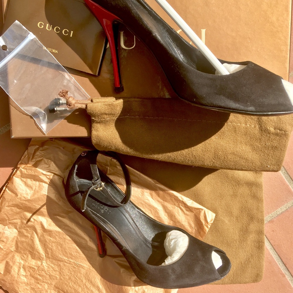 Gucci Suede Peep toe sandals - Picture 5 of 8